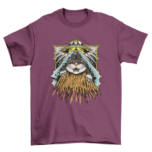 Alien abduction cat t-shirt