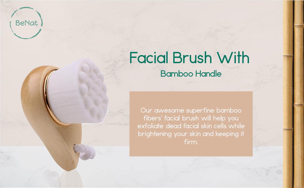 Facial Brush with Bamboo Handle-2