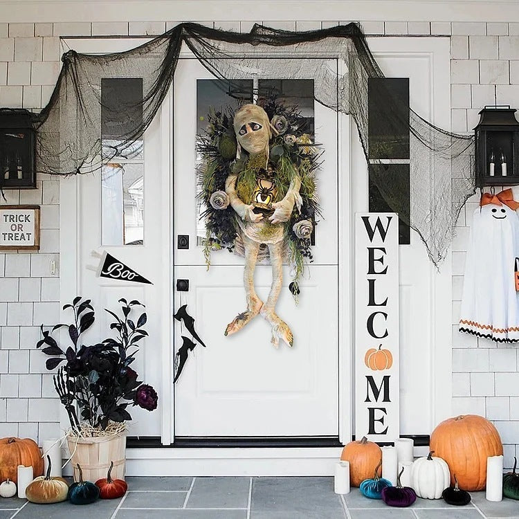 Mummy Halloween Wreath Door Pendant Haunted House Decoration Portable