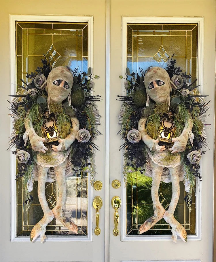 Mummy Halloween Wreath Door Pendant Haunted House Decoration Portable