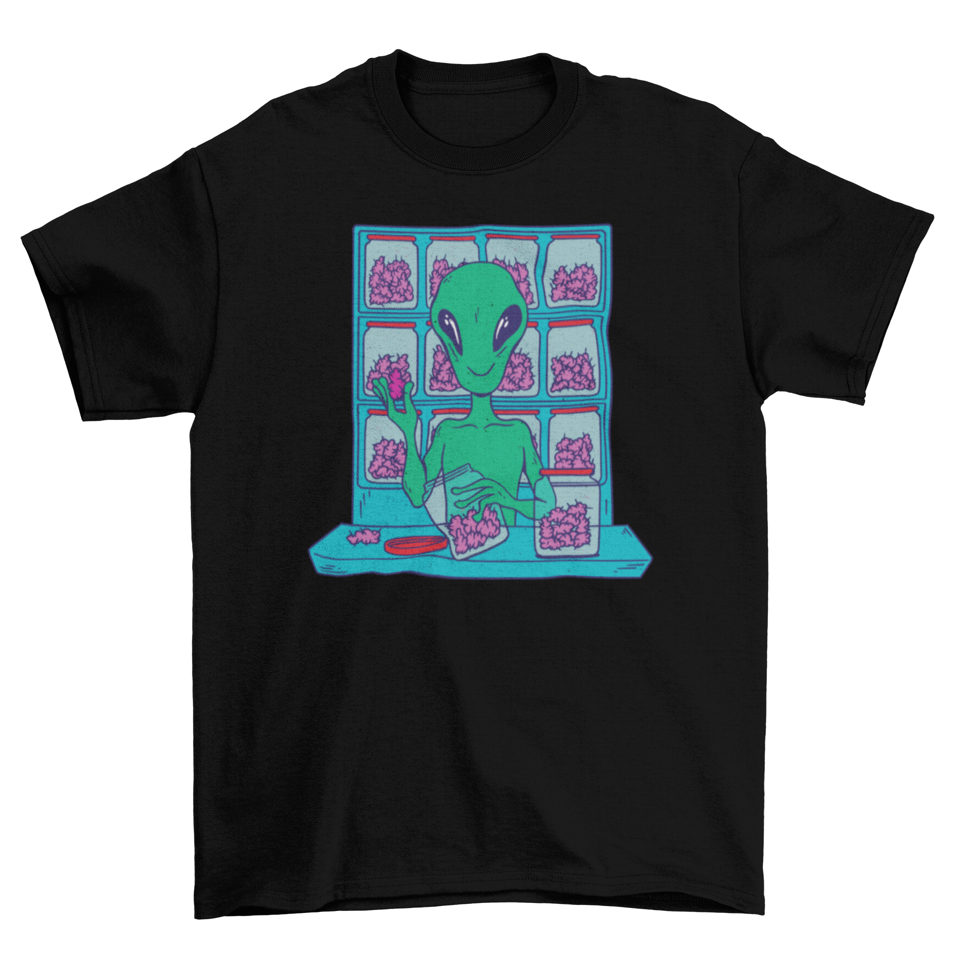 Alien space selling weed t-shirt