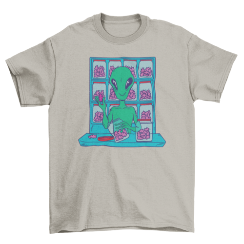 Alien space selling weed t-shirt