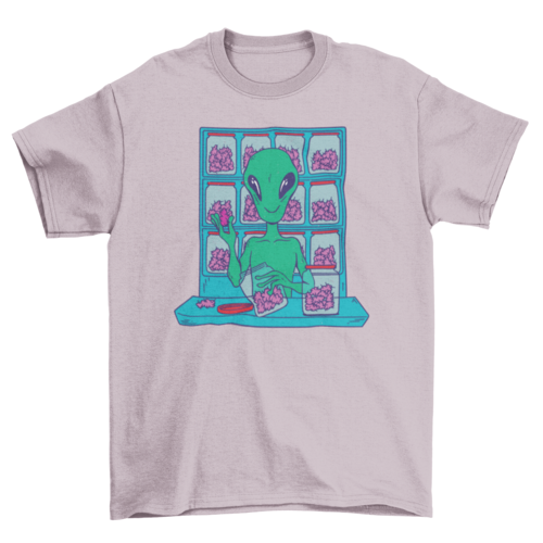 Alien space selling weed t-shirt
