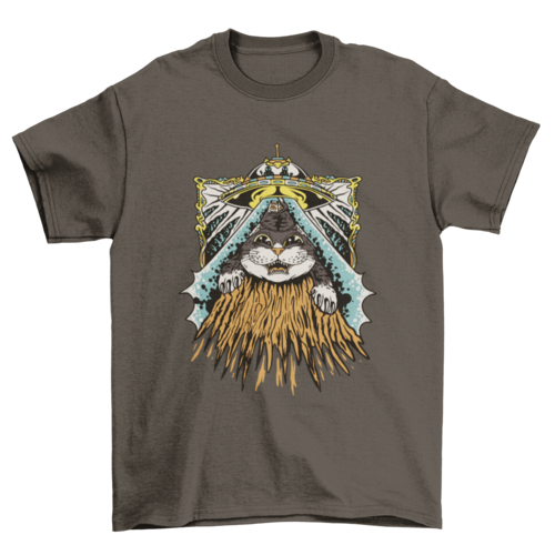 Alien abduction cat t-shirt