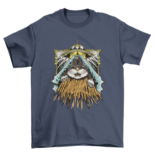 Alien abduction cat t-shirt