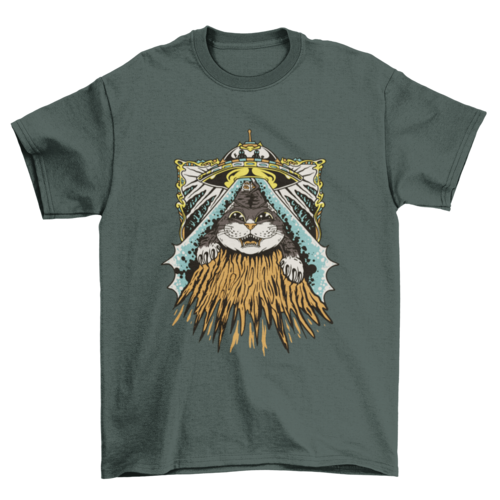 Alien abduction cat t-shirt