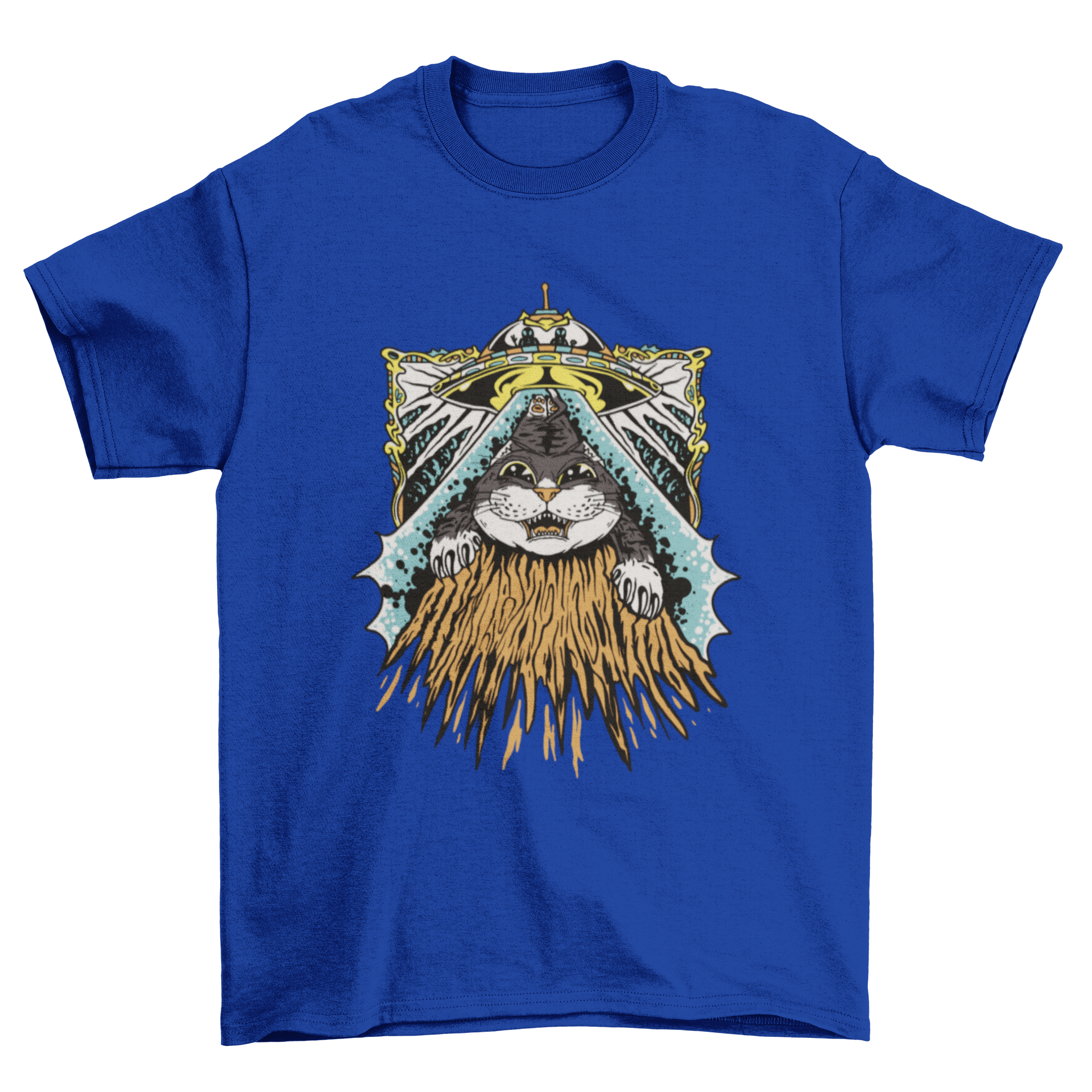 Alien abduction cat t-shirt