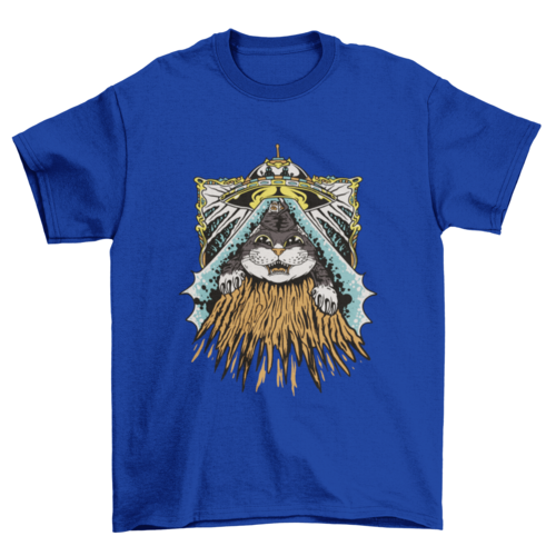 Alien abduction cat t-shirt