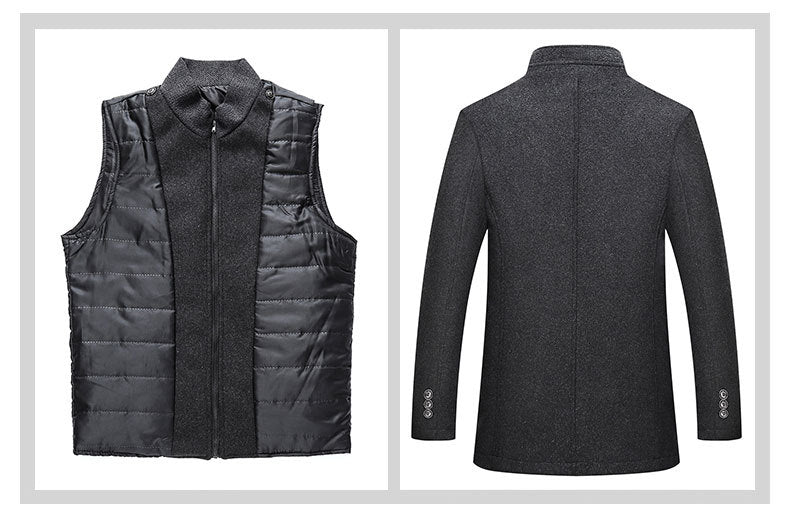 Winter Men Wool Jacket Slim Fit Thick Coat