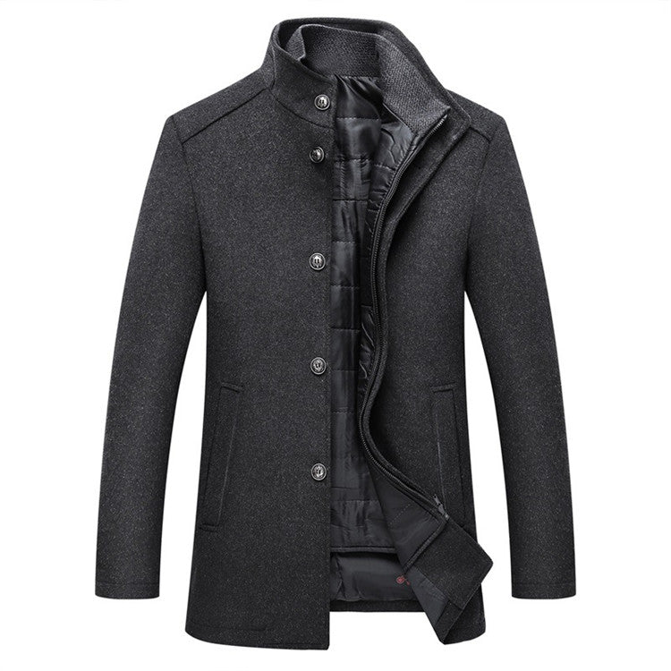 Winter Men Wool Jacket Slim Fit Thick Coat