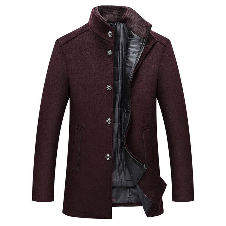 Winter Men Wool Jacket Slim Fit Thick Coat