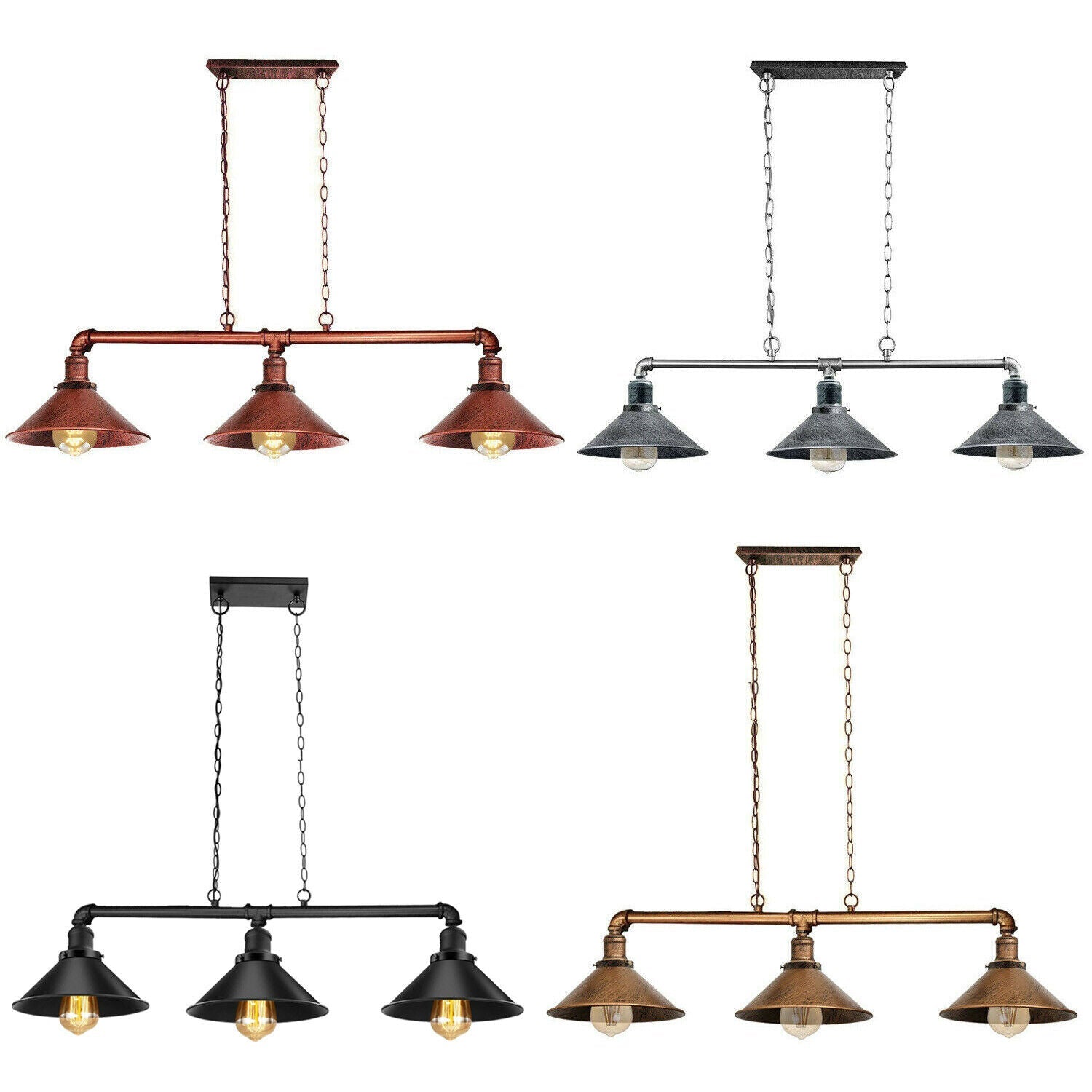 Industrial 3-way Ceiling Pipe Pendant Lights~1159